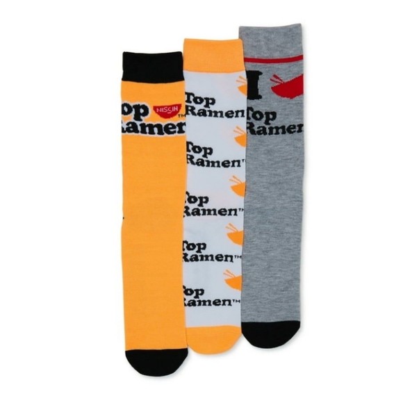 🍂🧦TOP RAMEN CREW SOCKS 3 PACK NOVELTY PACKAGE FUN GIFT - Picture 1 of 7